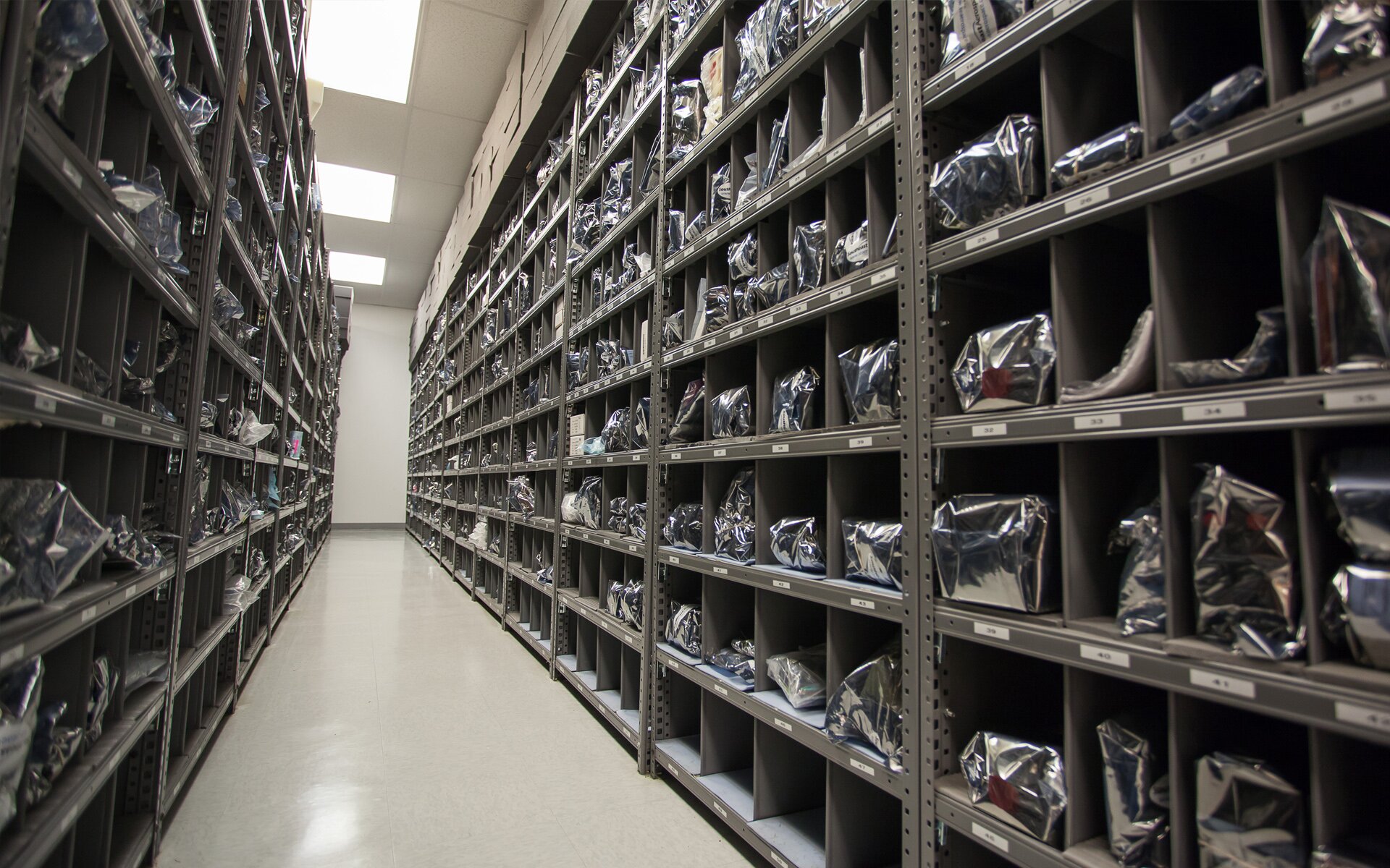 Picture of component parts on a rack