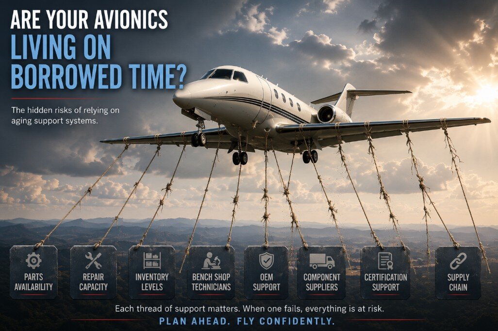 Image of plane depicting a list of hidden risks of relying on aging support systems